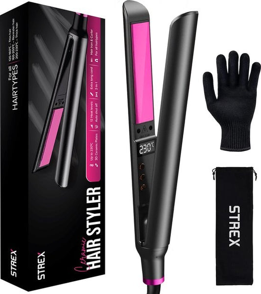 Strex Straightener - 2 in 1 - Straighten and Curl - Ceramic - 120℃/230℃ - Fer à friser