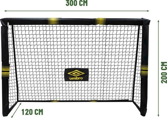 But de football Umbro - But de football 300 x 200 x 120 cm - But de football grand - Jouets d'extérieur pour enfants et adultes - Montage rapide - But d'entraînement de football - Métal - Noir/ Jaune