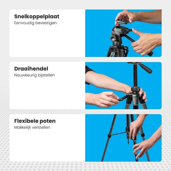Auronic Tripod - Appareil photo ou téléphone - Trépied avec support pour smartphone - Noir