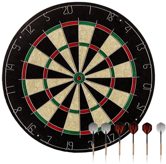 Fitby Dartboard - Set de fléchettes - Fléchettes - Fléchettes - Accessoires inclus - Sisal - Fléchettes - Flèches - Fléchettes - Professionnel