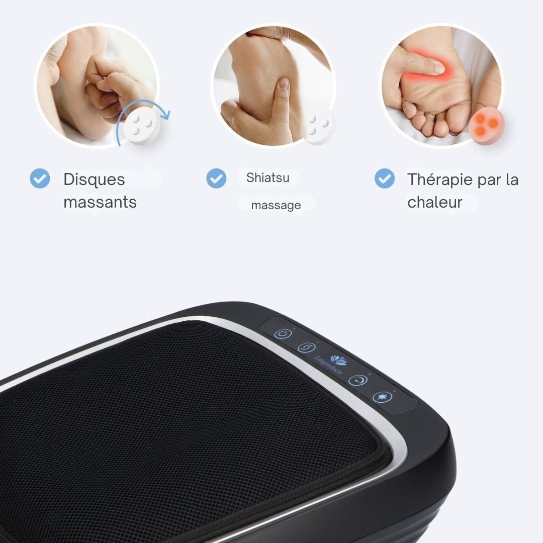 Appareil de massage des pieds Shiatsu Lifeproducts - 3 vitesses - Fonction chaleur - Housse amovible - Noir