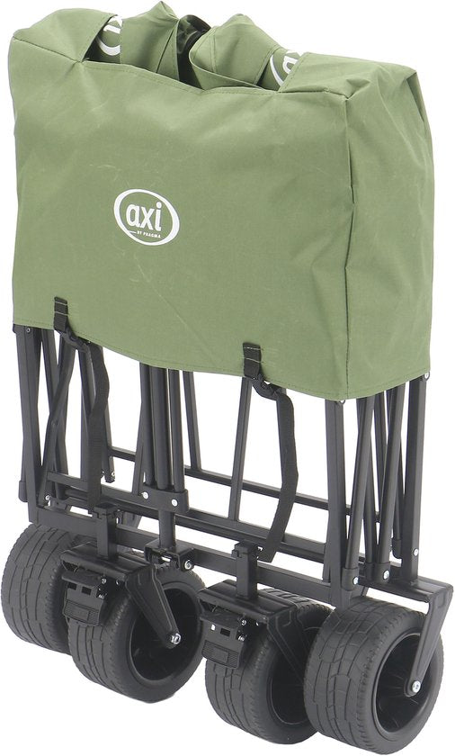 Chariot pliable AXI AB131 – Vert – Avec poignée de traction, freins et housse – Capacité de charge de 100 kg – Facile à transporter – Métal