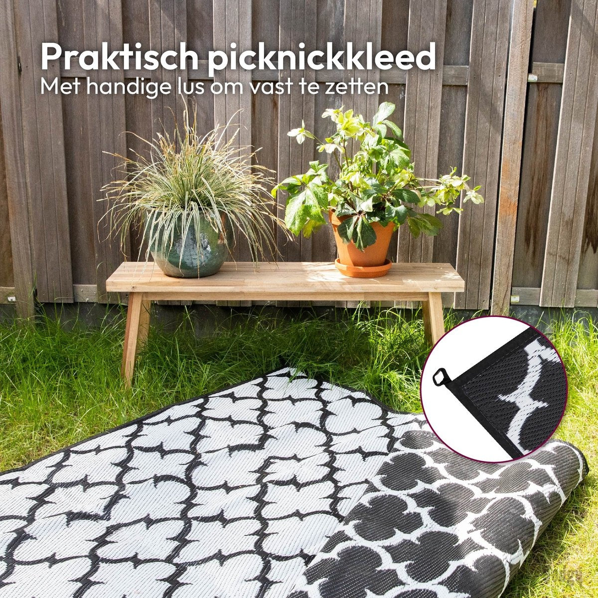 Gadgy Buitenkleed Vloerkleed XL - 230x160 cm - Campingkleed - Picknickkleed - Tuintapijt - Buitentapijt - Balkon Kleed - Omkeerbaar - Incl. Draagtas - Tuindecoratie Zomer 2024