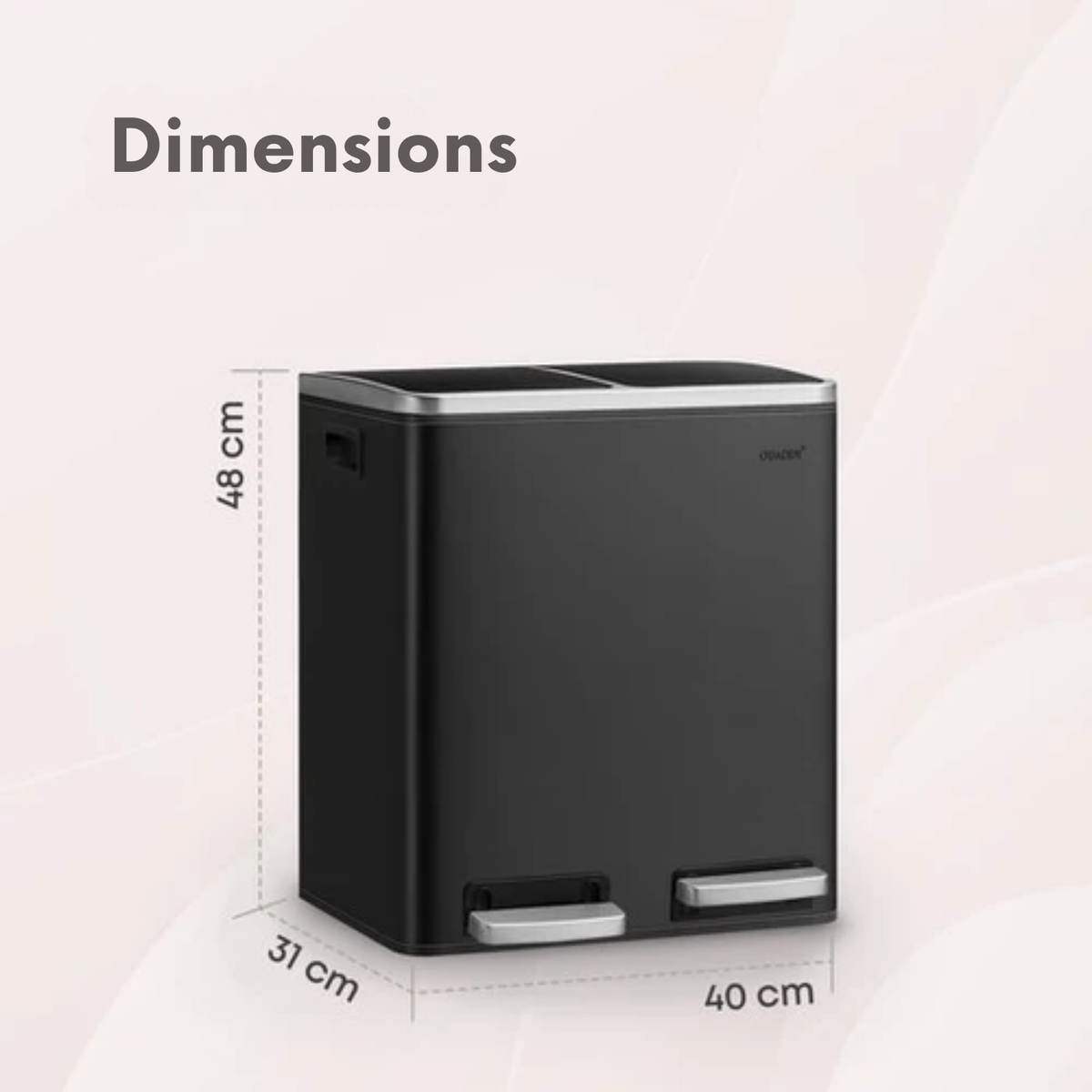Poubelle de Tri – O'DADDY - 30 L – Double Compartiment – Poubelle à pédale – 2x 15L de capacité – Design compact – Métal – Noir