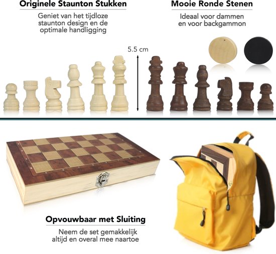 Windsor CheckMate Chessboard - Jeu de dames et de backgammon