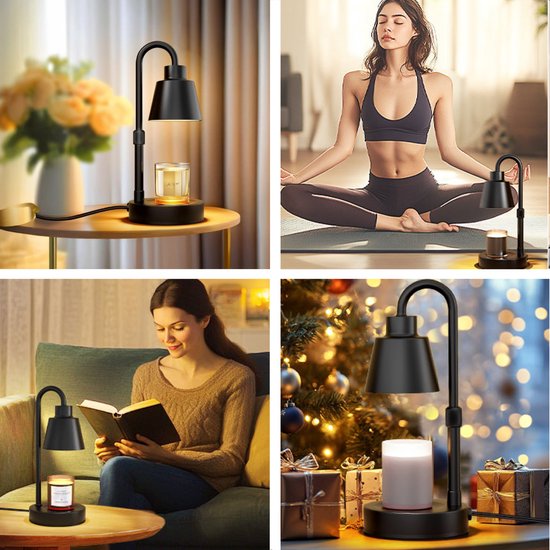 Chauffe-bougies - Noir - Lampe à poser - Brûleur de parfum - Brûleur d'huile - Lampe chauffe-bougies - Chauffe-cire - Lampe d'ambiance - Noir
