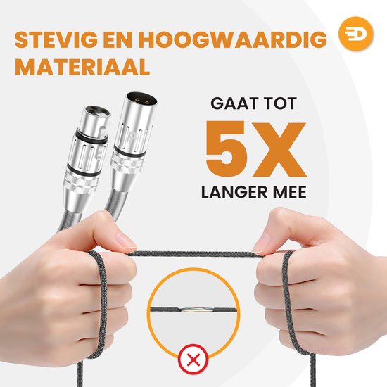 Câble XLR Drivv. Premium - Câble de microphone - Mâle vers femelle 3 broches - 3 mètres - Argent