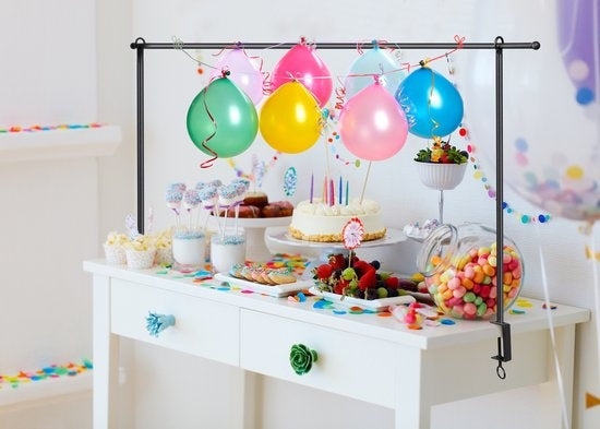 Arti Casa Table Rod - Cadre de décoration - avec pinces - pour fleurs, ballons, lumières et plantes - Arche de mariage - Métal - Noir
