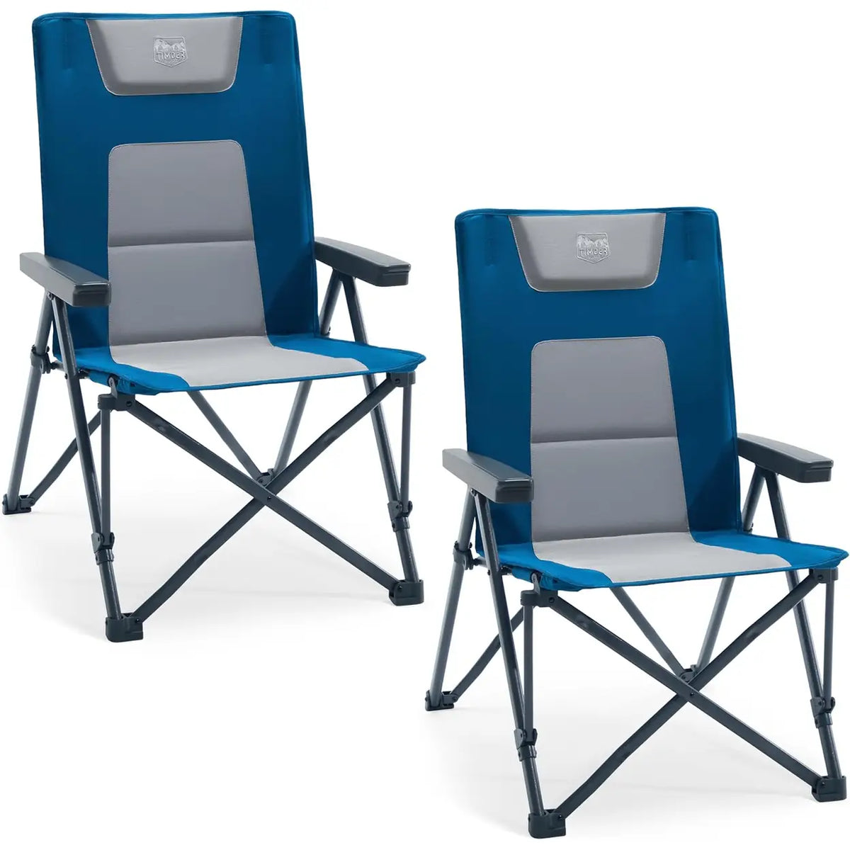 Ensemble de 2 chaises de camping pliantes Timber Ridge – Capacité de charge de 260 kg – Bleu – Polyester et acier