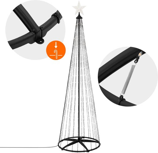 Décoration de Noël extérieure LED 210 cm avec 370 LED blanc chaud