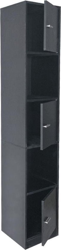 Meuble colonne salle de bain - meuble de rangement salle de bain chambre ou couloir - hauteur 180 cm - noir