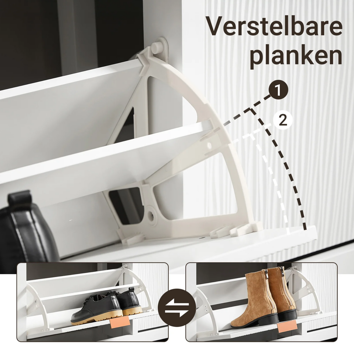 SoBuy FSR186-II-W Meuble à chaussures - Meuble de rangement étroit avec 4 abattants, compact et peu encombrant pour l'entrée et le salon - 104x23x82 cm - Blanc
