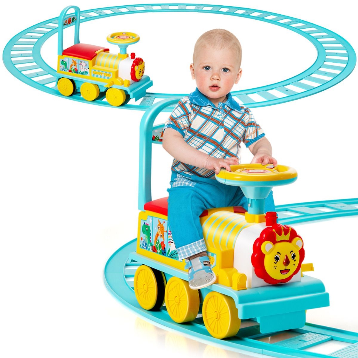 Train électrique pour enfants Coast 6V avec 16 rails pour les enfants de 3 ans et plus