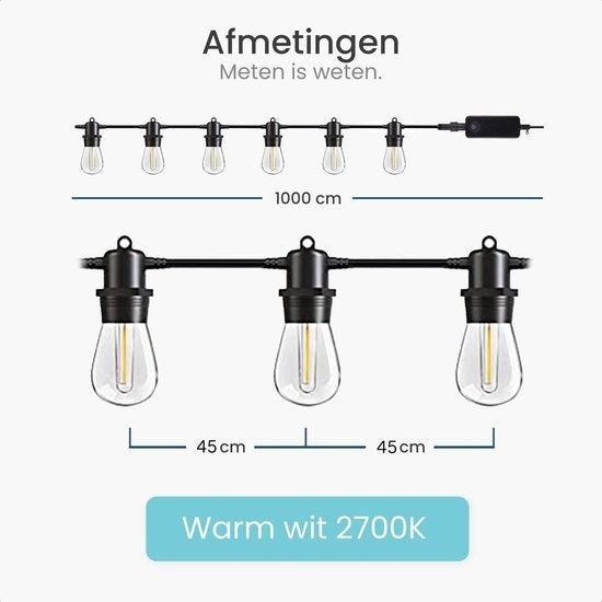 Gologi guirlande lumineuse extérieure et intérieure - Guirlande lumineuse 10M - Eclairage de jardin LED - Eclairage d'ambiance chaud 2700K - Etanche - Eclairage intelligent avec App - Connectable jusqu'à 25M