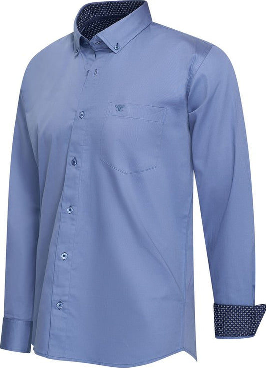 Cappuccino Italia - Chemise stretch homme Ancona - Bleu - Taille L