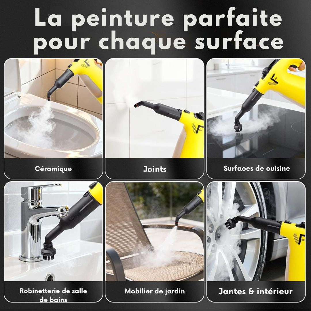 Nettoyeur vapeur portatif 1500 W - Neighbour's Friend 2-en-1 - 120 cm - 450 ml - 4 m Cordon - Jaune