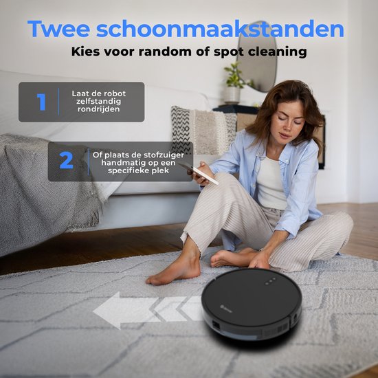 Denver Robot Aspirateur avec station de charge - Smartphone TUYA App - Convient pour les poils d'animaux - RVC115