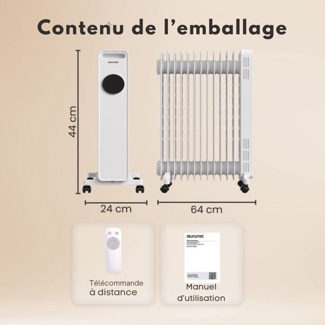 Radiateur électrique Auronic - 2500W - Blanc