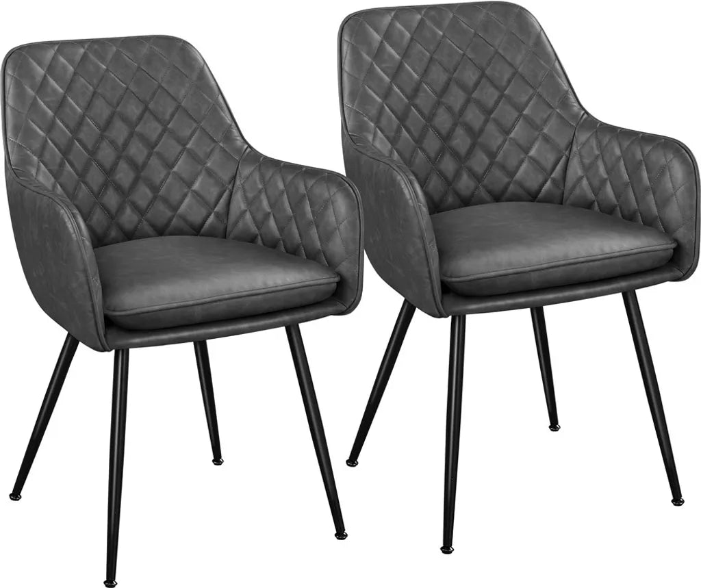 Yaheetech : lot de 2 chaises de salle à manger avec revêtement en velours et accoudoirs - Gris foncé - 57,5 x 58 x 86,5 cm