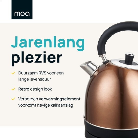 MOA Retro Kettle Copper 1.8 litres - Électrique - acier inoxydable - EK3TC