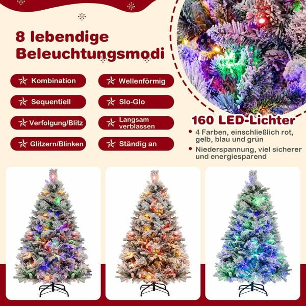 Arbre de Noël artificiel COAST, avec 8 modes d'éclairage et 472 embouts de branches en PE PVC
