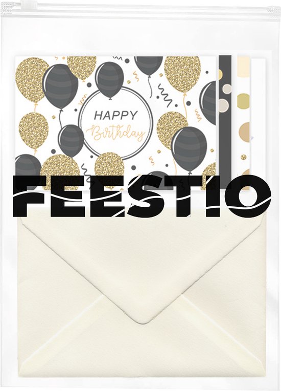 Feestio cartes d'anniversaire avec enveloppe - Carte d'anniversaire - 24 pièces - 10,5 x 14,8 cm