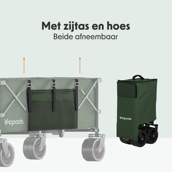 LifeGoods Wagon - XXL - pliable - 300L - 150KG de capacité de charge - vert