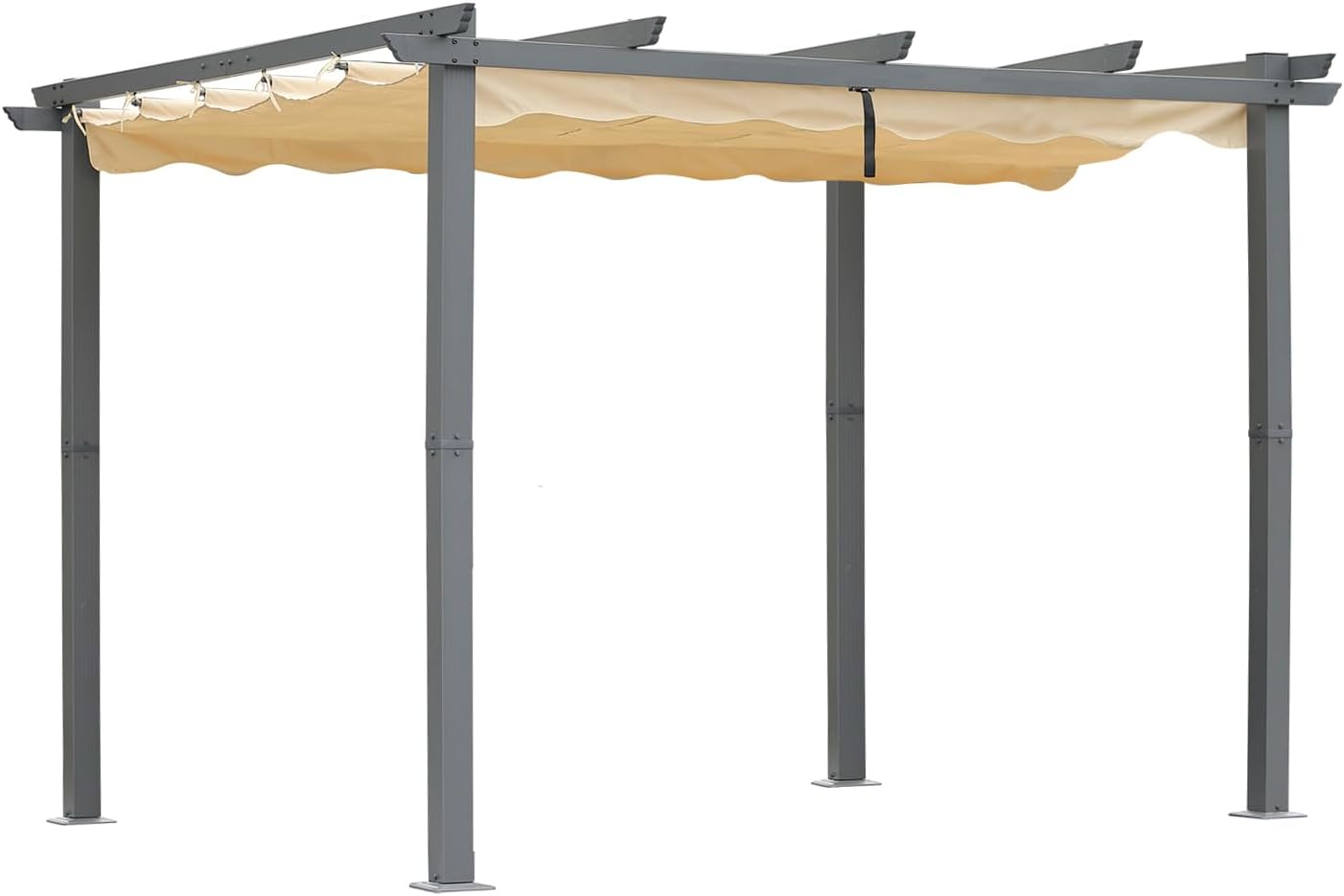 Pergola de terrasse Angel Living en aluminium avec toit rétractable - 3 x 4 m - Beige