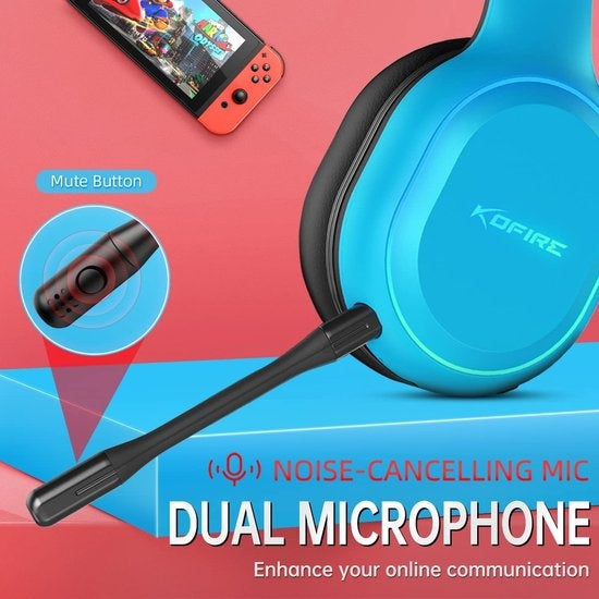 Kofire UT-01 2.4GHz Draadloze Gaming Headset - Over ear koptelefoon - met microfoon - Geschikt voor PS4/PS5, Nintendo Switch