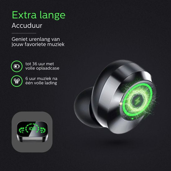 Otiume - Ecouteurs sans fil - Son HiFi Extra Bass - Commandes tactiles - Ecouteurs sans fil - Résistants à la sueur et à la pluie - Ecouteurs pour le sport - Bluetooth
