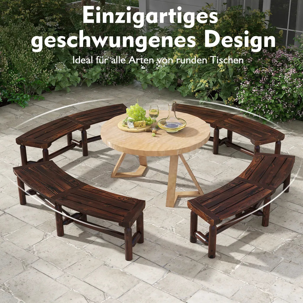 Coast Garden Bench 2-3 People - Curved - Wood - Weatherproof - Reinforced - 139 x 36 x 41 cm - Brown