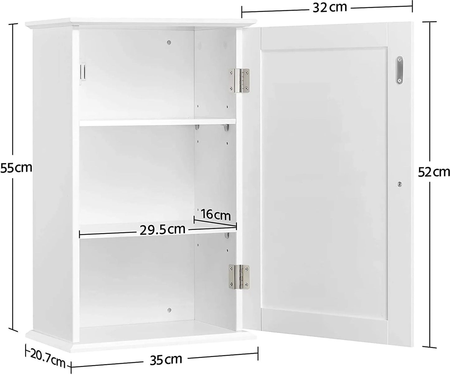 Yaheetech Armoire de salle de bain Armoire murale - 35 x 21 x 55 cm - Comprend deux étagères réglables, un revêtement hydrofuge et une construction en MDF E1 - Pour la salle de bain et la cuisine - Bois blanc