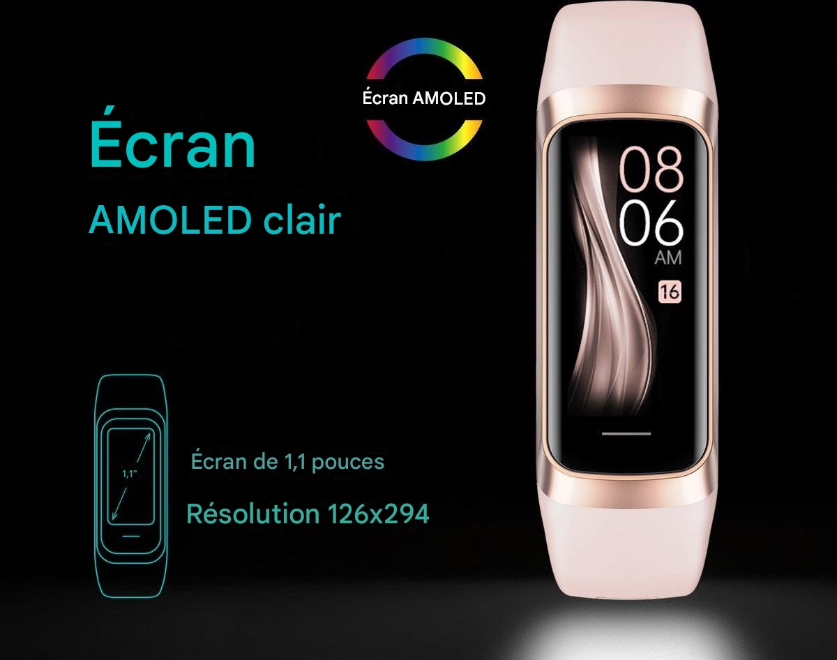 Montre connectée FITAGE, Traceur d'activité, Podomètre, Rose