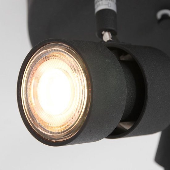 Spot Natasja 7905ZW : spot rond noir à 3 lampes avec ampoules GU10 de Steinhauer, en métal, diamètre 27,5 cm, orientable et inclinable, design moderne