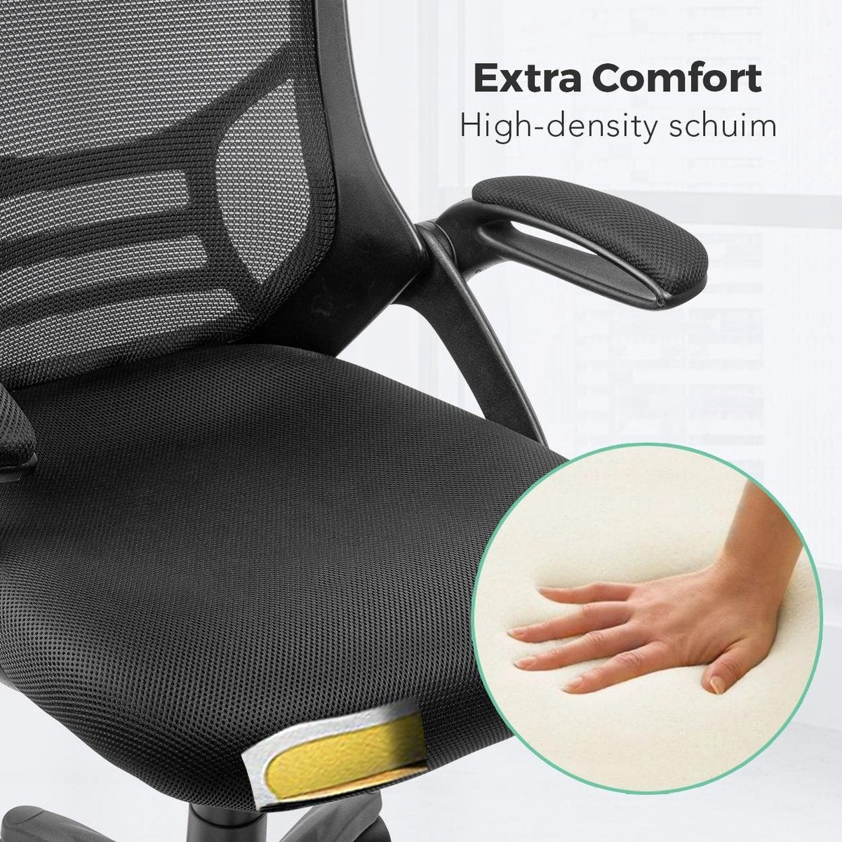 LifeGoods Ergonomic Office Chair - Chaise de bureau - Réglable - Adultes - Noir