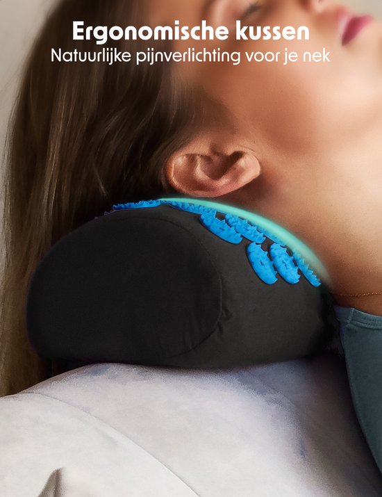 Tapis d'acupression avec coussin - LifeGoods - Tapis Shakti - Tapis avec 2 balles pour les points de déclenchement - 66x40x2cm - Noir/Turquoise