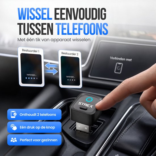 Adaptateur sans fil Strex compatible avec Apple CarPlay et Android Auto - Dongle sans fil - USB-A et USB-C - Plug and Play