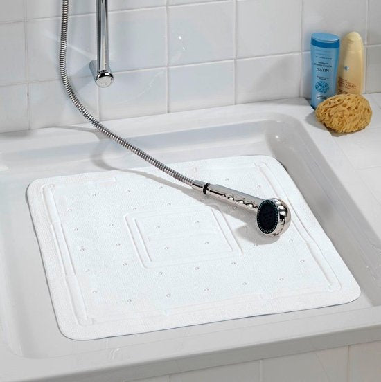Tapis de douche Wenko Florida antidérapant 55 x 55 cm, en caoutchouc, blanc, 1 pièce