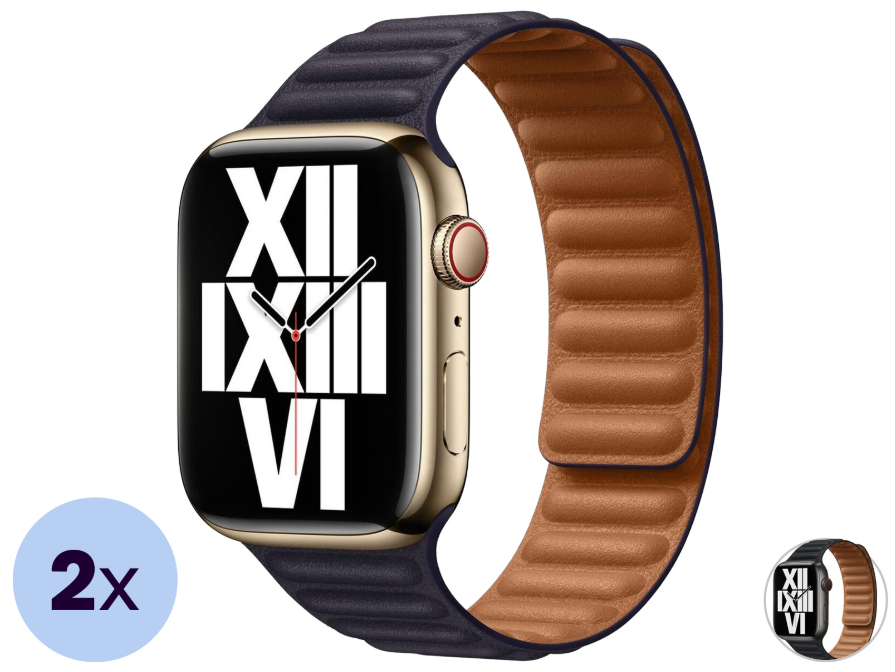 2 bracelets en cuir Apple pour l'Apple Watch - Séries 1-9