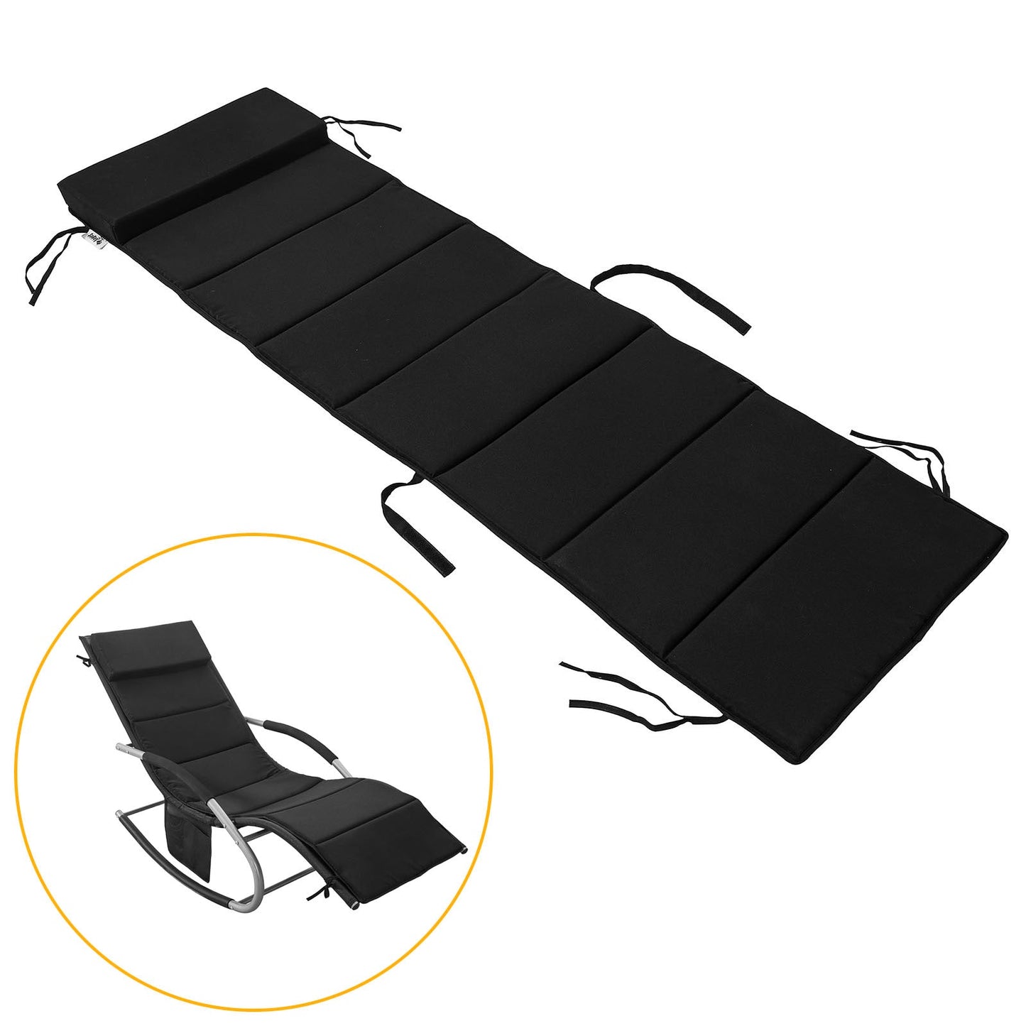 Coussin ergonomique SoBuy pour fauteuil à bascule avec appui-tête - Noir - 170 x 50 x 5 cm