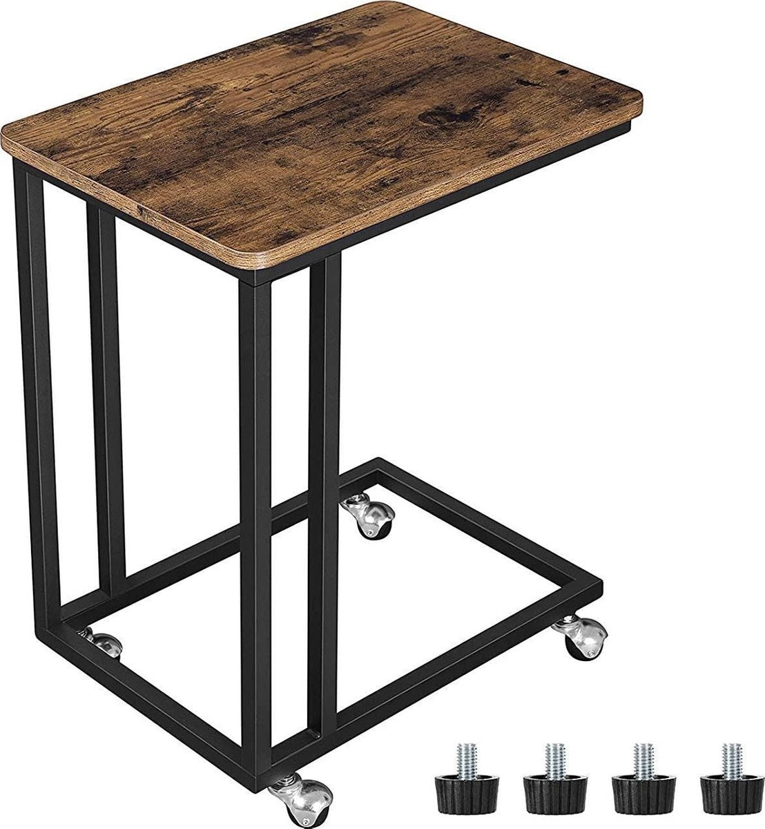 O'DADDY® Side Table - Table d'appoint pratique avec roulettes amovibles - Brun rustique - 50 x 35 x 55 cm