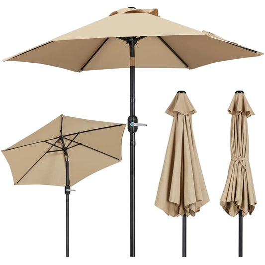 Yaheetech Parasol - Inclinable - Manivelle - 226 cm - Marron clair