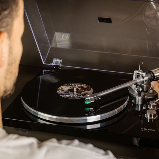 Lenco Tourne-disque avec Bluetooth - Bras de lecture et contrepoids en métal - Ligne Lenco Expertise - LBT-215BK - Piano Black