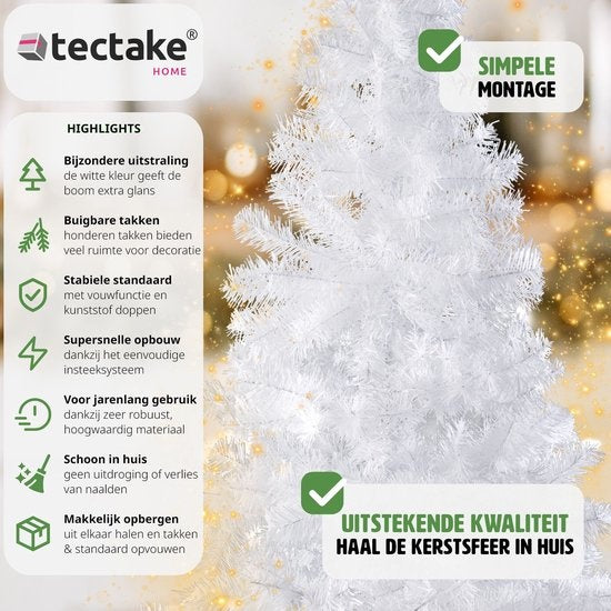 Tectake - blanc Arbre de Noël Artificiel - 180 cm - avec support - Arbre de Noël - Pin - 533 points - 402821