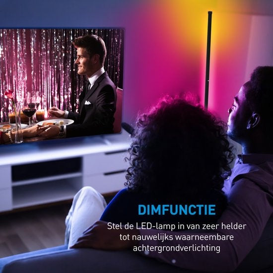 Lampe de sol à LED - Grundig - Lampadaire - 140cm - Dimmable RGBW et lumière blanche - Incl. télécommande et détecteur de musique
