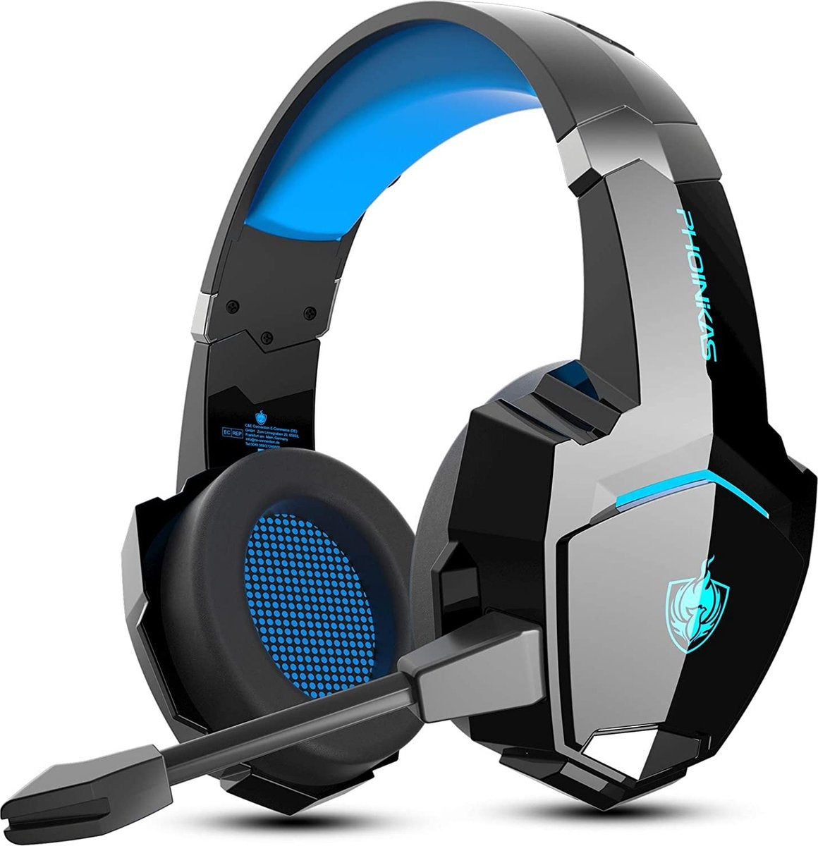 PHOINIKAS G9000 BT Bluetooth Laptop Gaming headset with microphone Over-ear Headphones -Black blue