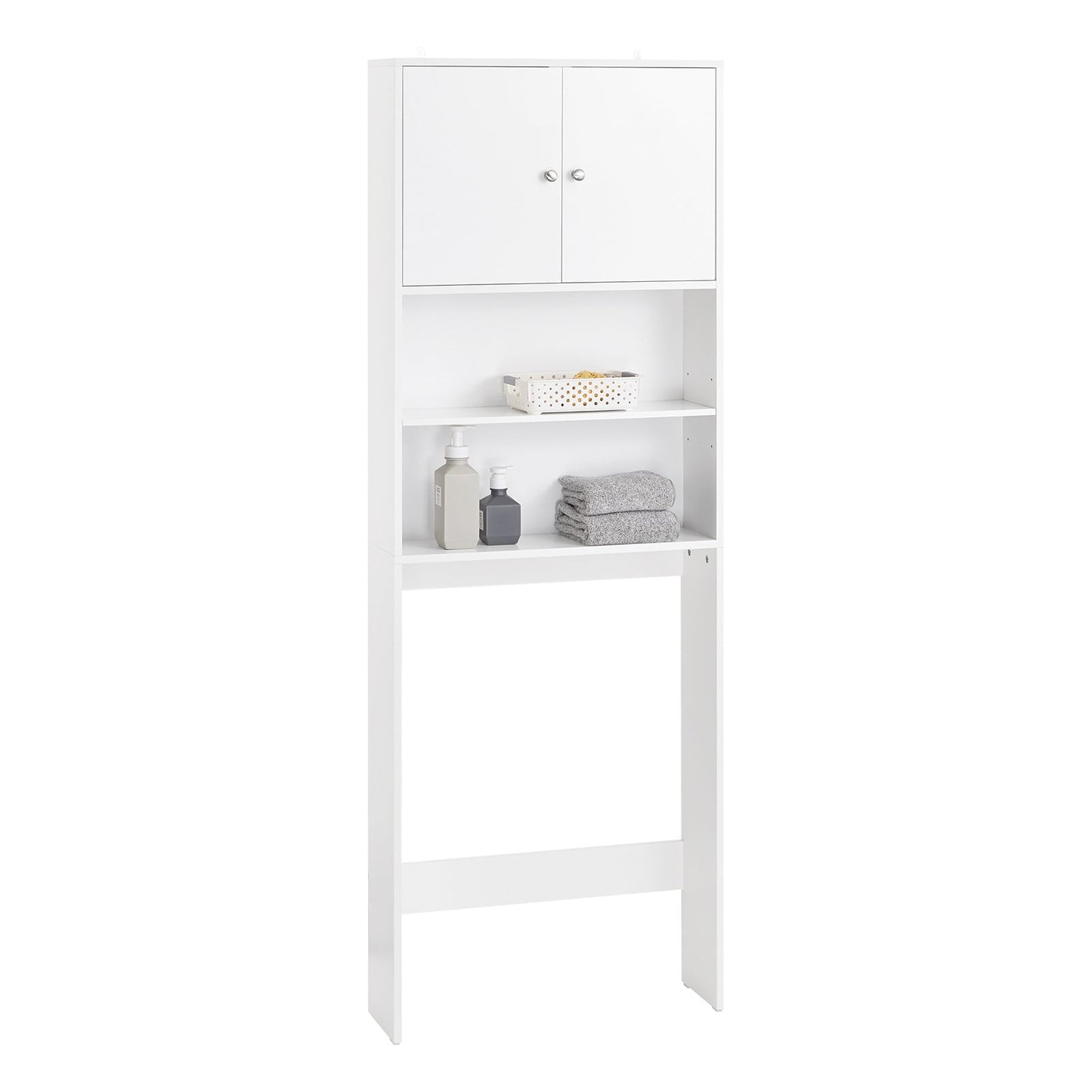 SoBuy BZR165-W Meuble pour lave-linge - Blanc - 65x20x182 cm - Armoire avec portes et étagères pour dessus de lave-linge