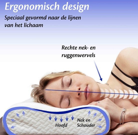 Ella® Oreiller orthopédique contre les douleurs cervicales - Oreiller ergonomique en mousse à mémoire de forme - 40x60cm
