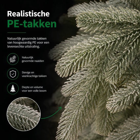 Black Box Trees Nagoya : sapin de Noël « Frosted » à charnières - Sapin artificiel au volume généreux et doté de 738 branches - Décoration de Noël d'intérieur - H 150 x Ø 91 cm - Vert