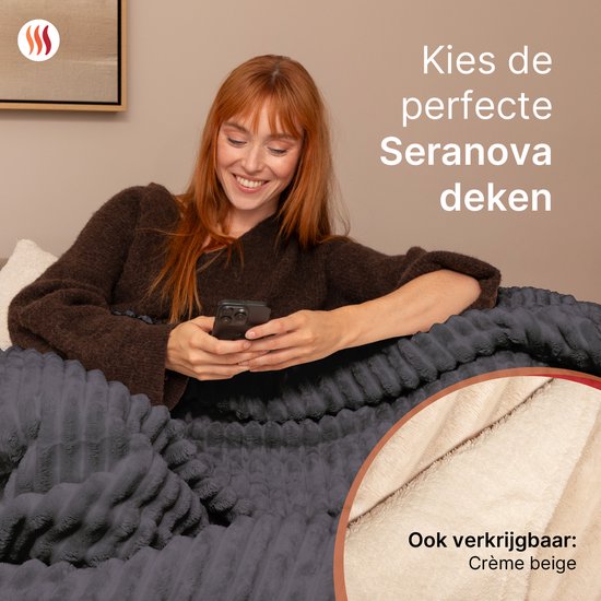 Seranova Couverture électrique XXL - Fils chauffants supplémentaires - Modèle rayé - 180x160 cm - Couverture chauffante pour 2 personnes - Polaire double face - Gris